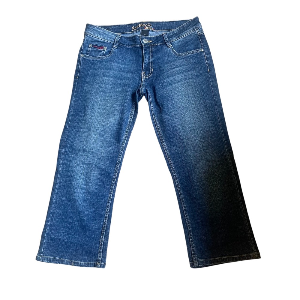 Southpole‎ Jeans Rhinestone Embellished Pockets Dark Wash Denim Bootcut Size 7
